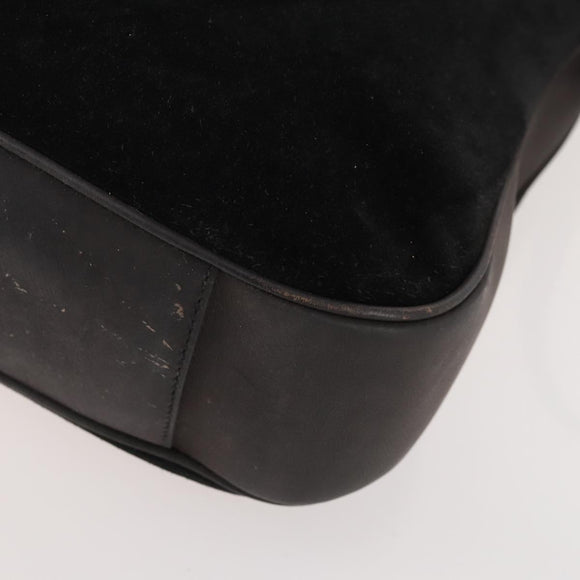 GUCCI Bamboetas Schouder Suède 2-weg Zwart Goud Authenticatie 172309