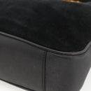 GUCCI Bamboo Shoulder Bag Suede 2way Black Gold 001 2058 1638 0 Auth 172310-16