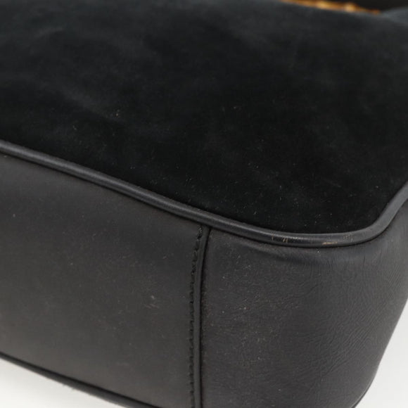 GUCCI Bamboo Shoulder Bag Suede 2way Black Gold 001 2058 1638 0 Auth 172310