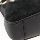 GUCCI Bamboo Shoulder Bag Suede 2way Black Gold 001 2058 1638 0 Auth 172310-9