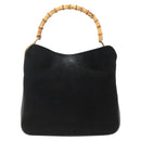 GUCCI Bamboo Shoulder Bag Suede 2way Black Gold 001 2058 1638 0 Auth 172310-13
