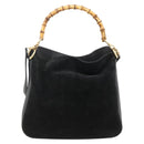 GUCCI Bamboo Shoulder Bag Suede 2way Black Gold 001 2058 1638 0 Auth 172310-2