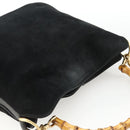GUCCI Bamboo Shoulder Bag Suede 2way Black Gold 001 2058 1638 0 Auth 172310-6