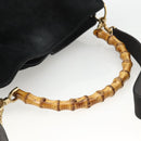 GUCCI Bamboo Shoulder Bag Suede 2way Black Gold 001 2058 1638 0 Auth 172310-7
