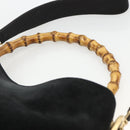 GUCCI Bamboo Shoulder Bag Suede 2way Black Gold 001 2058 1638 0 Auth 172310-14