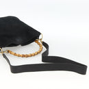 GUCCI Bamboo Shoulder Bag Suede 2way Black Gold 001 2058 1638 0 Auth 172310-8