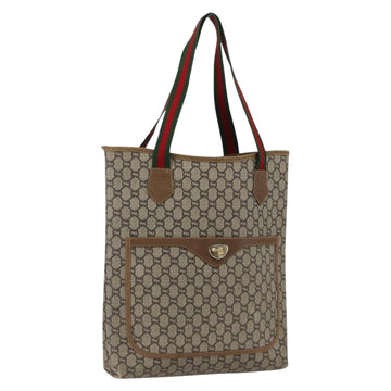 GUCCI GG Plus Supreme Web Sherry Line Tote Bag PVC Beige Red Auth 172313
