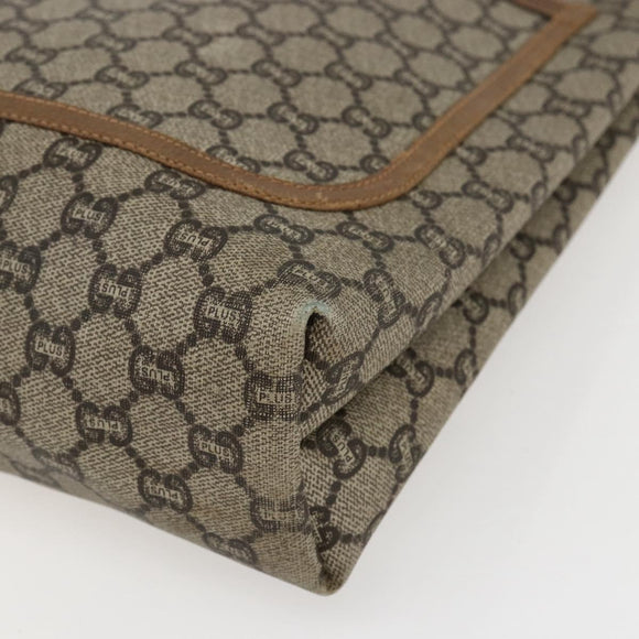 GUCCI GG Plus Supreme Web Sherry Line Tote Bag PVC Beige Rot Auth 172313