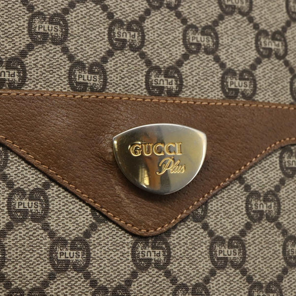 GUCCI GG Plus Supreme Web Sherry Line Tote Bag PVC Beige Rot Auth 172313