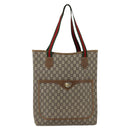 GUCCI GG Plus Supreme Web Sherry Line Tote Bag PVC Beige Rot Auth 172313-2