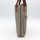 GUCCI GG Plus Supreme Web Sherry Line Tote Bag PVC Beige Rot Auth 172313-4