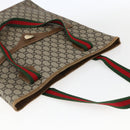 GUCCI GG Plus Supreme Web Sherry Line Tote Bag PVC Beige Rot Auth 172313-6