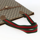 GUCCI GG Plus Supreme Web Sherry Line Tote Bag PVC Beige Rot Auth 172313-7