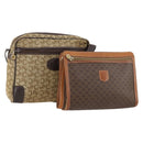 CELINE Macadam Canvas C Sulky Shoulder Bag PVC 2 Set Brown Beige Auth 172314-1