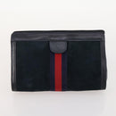 GUCCI Sherry Line Shoulder Bag Suede Leather 2 Set Black Navy Red Auth 172315-11