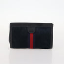 GUCCI Sherry Line Shoulder Bag Suede Leather 2 Set Black Navy Red Auth 172315-12