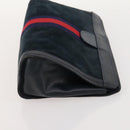 GUCCI Sherry Line Shoulder Bag Suede Leather 2 Set Black Navy Red Auth 172315-13