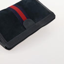 GUCCI Sherry Line Shoulder Bag Suede Leather 2 Set Black Navy Red Auth 172315-14