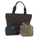BALLY Dior Fendi Honeycomb Shoulder Bag Suede 3 Set Gray Navy black Auth 172316-1