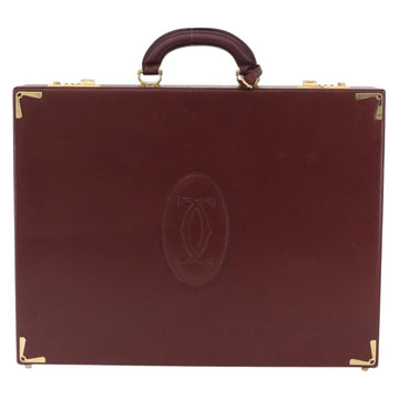 CARTIER Trunk case Must Line Trunk Leather Bordeaux Gold Auth 172317 - 0