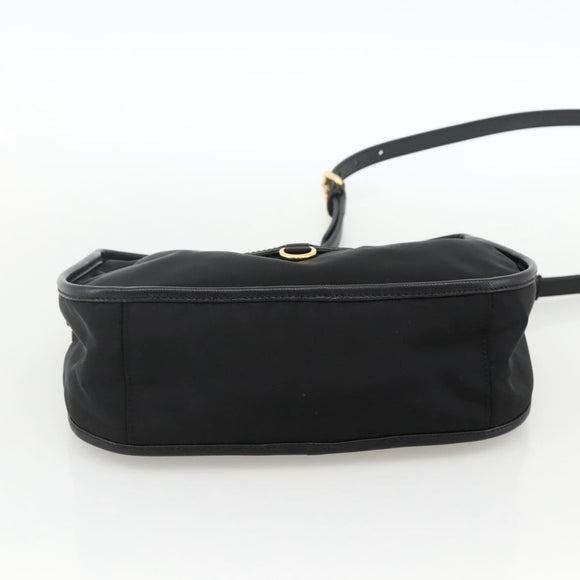 PRADA Hand Bag Nylon 2way Black Gold Auth 172342SAV