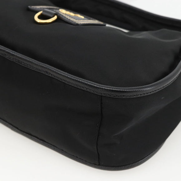PRADA Hand Bag Nylon 2way Black Gold Auth 172342SAV
