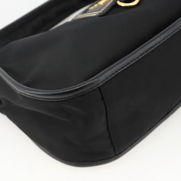 PRADA Hand Bag Nylon 2way Black Gold Auth 172342SAV