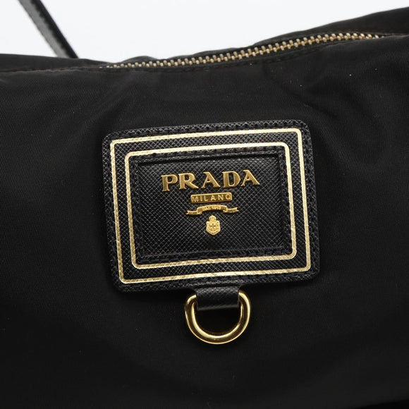 PRADA Hand Bag Nylon 2way Black Gold Auth 172342SAV