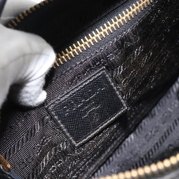 PRADA Hand Bag Nylon 2way Black Gold Auth 172342SAV