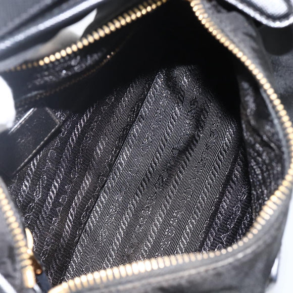 PRADA Hand Bag Nylon 2way Black Gold Auth 172342SAV