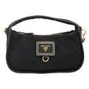 PRADA Hand Bag Nylon 2way Black Gold Auth 172342SAV-2