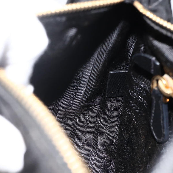 PRADA Hand Bag Nylon 2way Black Gold Auth 172342SAV