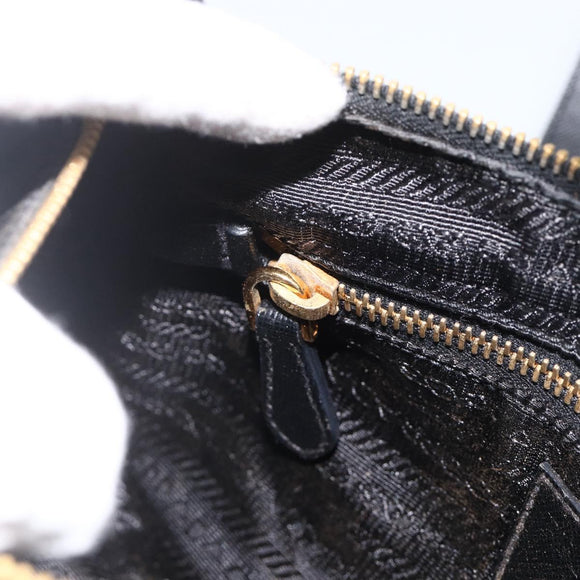 PRADA Hand Bag Nylon 2way Black Gold Auth 172342SAV