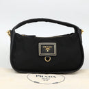 PRADA Hand Bag Nylon 2way Black Gold Auth 172342SAV-26