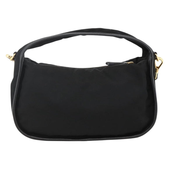 PRADA Hand Bag Nylon 2way Black Gold Auth 172342SAV