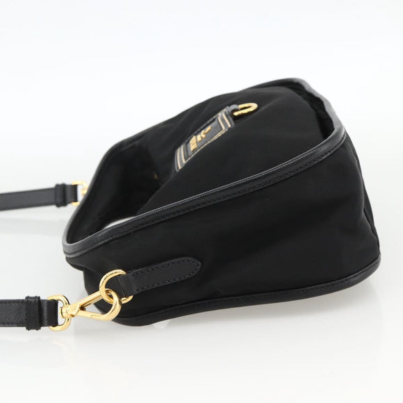 PRADA Hand Bag Nylon 2way Black Gold Auth 172342SAV