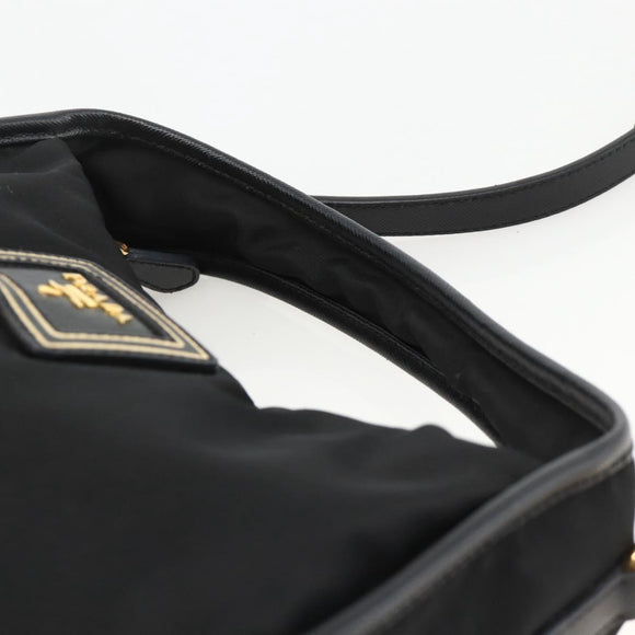 PRADA Hand Bag Nylon 2way Black Gold Auth 172342SAV