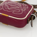 LOEWE Anagram Shoulder Bag Leather Silver Red Auth 172343V-9