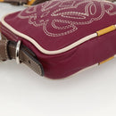 LOEWE Anagram Shoulder Bag Leather Silver Red Auth 172343V-14