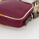 LOEWE Anagram Shoulder Bag Leather Silver Red Auth 172343V-15