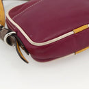 LOEWE Anagram Shoulder Bag Leather Silver Red Auth 172343V-16