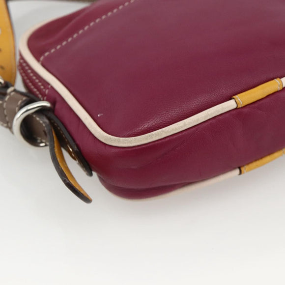 LOEWE Anagram Shoulder Bag Leather Silver Red Auth 172343V