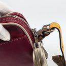 LOEWE Anagram Shoulder Bag Leather Silver Red Auth 172343V-10