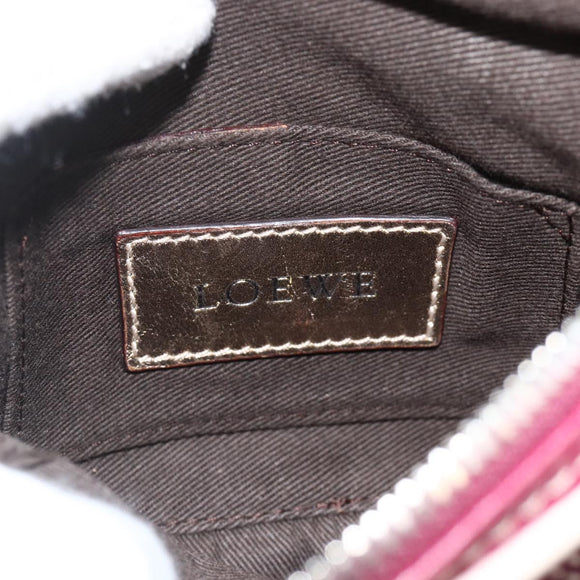 LOEWE Anagram Shoulder Bag Leather Silver Red Auth 172343V