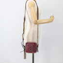 LOEWE Anagram Shoulder Bag Leather Silver Red Auth 172343V-22
