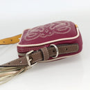 LOEWE Anagram Shoulder Bag Leather Silver Red Auth 172343V-3