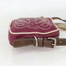 LOEWE Anagram Shoulder Bag Leather Silver Red Auth 172343V-4