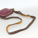 LOEWE Anagram Shoulder Bag Leather Silver Red Auth 172343V-7