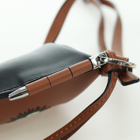 LOEWE Ghibli Collaboration Gate Pocket Bag Leather Brown Silver Auth 172347SM