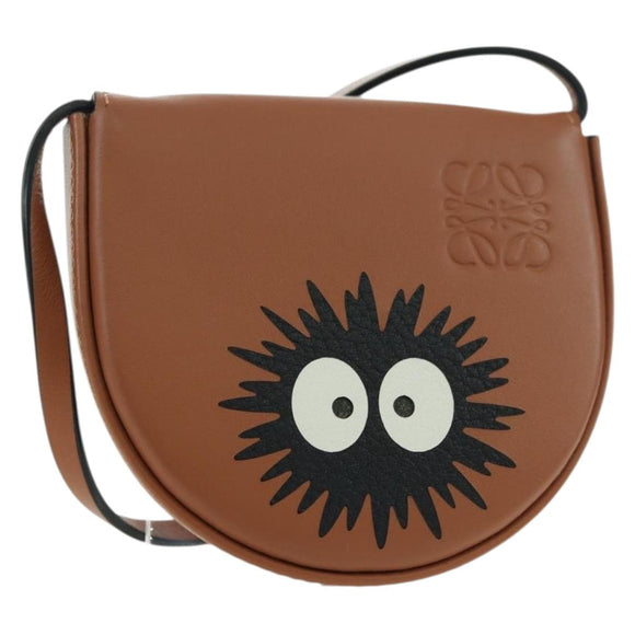 LOEWE Ghibli Collaboration Heel Pouch Mini Bag Leather Brown Auth 172348SM